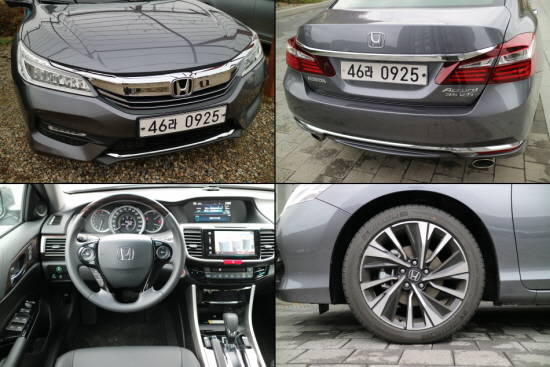 신형 어코드는 첨단기술의 사용 편의성과 혼다의 스포티한 디자인 기조를 살린 미래지향적 디자인이 적용됐다. = 노병우 기자