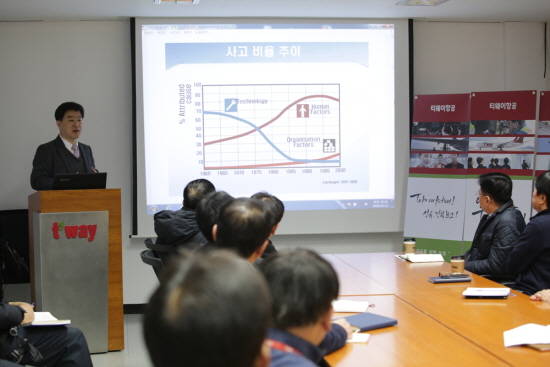 티웨이항공이 임원진들의 안전의식을 제고하는 시간을 가졌다. ⓒ 티웨이항공