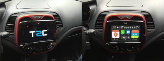 T2C는 QM3 센터페시아에 부착된 태블릿 어댑터에 태블릿을 넣기만 하면 바로 작동된다. = 노병우 기자