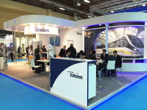 제6회 유라시아 레일 2016에 참가한 현대로템 부스 전경. ⓒ 현대로템