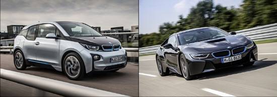 개인 이동수단 혁명을 가져올 BMW i3(왼쪽)는 '배기가스 제로'라는 지속가능한 미래 이동수단으로, 도시에서 드라이빙 즐거움을 선보일 혁신적인 전기자동차다. BMW i 두 번째 모델 BMW i8(오른쪽)의 경우 공기역학적인 디자인과 미래지향적인 실내 공간으로 혁신적인 운전의 즐거움을 선사한다. ⓒ BMW 코리아
