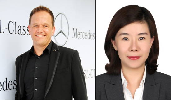 (왼쪽부터) 마틴 슐츠 신임 세일즈&마케팅 부문 부사장, 이은정 신임 홍보팀 상무. ⓒ 메르세데스-벤츠 코리아