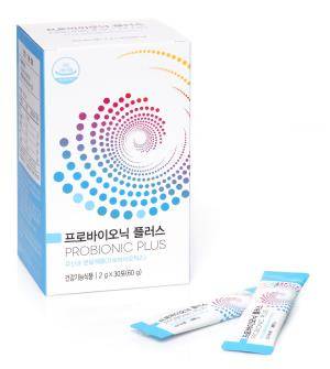 프로바이오닉 플러스. 딸기맛 분말 형태로 1회분씩 스틱 포장돼 간편하게 휴대할 수 있으며 1일 1회 1포씩 그대로 또는 물과 함께 먹으면 된다. ⓒ 유니시티코리아