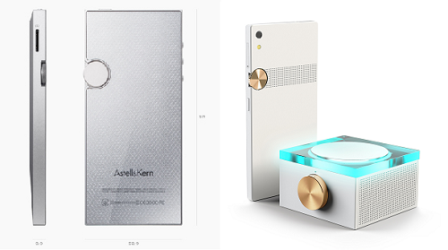 아이리버 아스텔앤컨 AK Jr(왼쪽)과 팬택 스카이 IM-100 이미지. 두 제품 휠키의 콘셉트, 위치, 디자인이 유사하다. ⓒ 각사