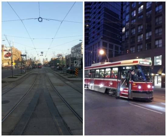 평소에도 교통체증이 거의 없는 캐나다 토론토 시내를 달리는 트램의 모습. = 전혜인 기자