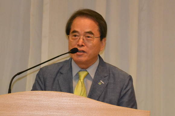 이제훈 초록우산어린이재단 회장이 아이누리DAY행사에 참여해 인사말을 하고 있다. ⓒ 초록우산어린이재단