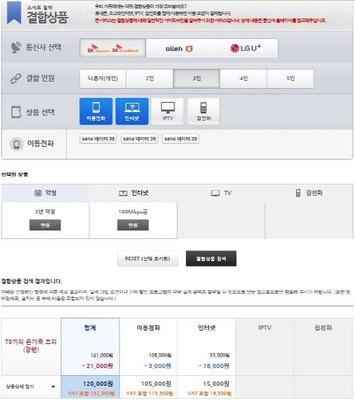 9일 미래창조과학부가 운영 중인 통신요금 정보포털 '스마트초이스'에서는 신규판매가 중단된 결합상품을 추천하고 있다. '스마트초이스' 홈페이지 캡쳐. ⓒ 프라임경제