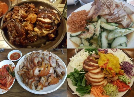 한국식 족발은 돼지 발 부분의 살을 익혀서 기름을 뺀 음식이다. 돼지는 앞발이 뒷발보다 더 크기 때문에 앞발은 대자, 뒷발은 소자로 판매한다. = 하영인 기자