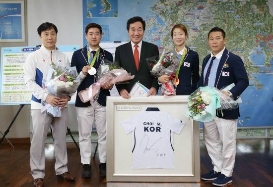 이낙연 전남도지사는 리우올림픽 전남 선수단을 격려했다. ⓒ 전남도청