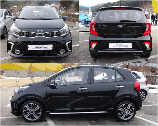 올 뉴 모닝의 외장 디자인은 '당당함과 세련됨'으로 요약된다고 기아차 측은 설명했다. = 노병우 기자