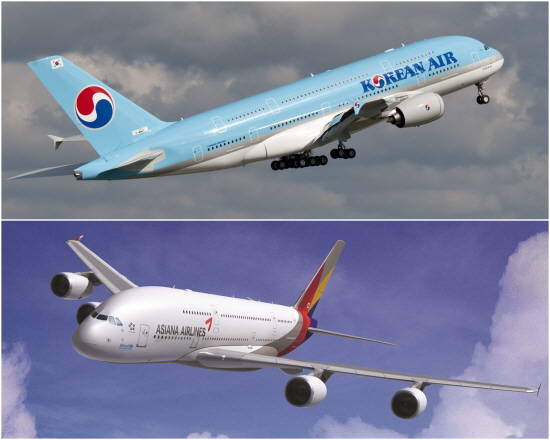 최근 국토교통부는 기체 이상으로 회항한 진에어와 위탁정비사인 대한항공에 대한 '타겟팅 점검'을 실시하기로 밝혔다. 아시아나항공은 지난해 해당 점검을 받은 바 있음에도 비정상 운항사건을 일으켰다. ⓒ 각사