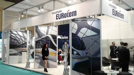 터키이스탄불 엑스포 센터에서 열리는 '유라시아 레일 2017' 국제 철도 전시회에 참가한 현대로템 전시관 전경. ⓒ 현대로템