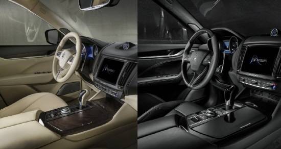 SUV 특성에 맞는 혁신적인 솔루션이 강조된 마세라티 르반떼 인테리어는 동급 최고 럭셔리함을 자랑한다. 사진 왼쪽부터 그란루소 트림과 그란스포트 트림. ⓒ FMK