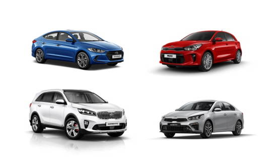 이번 입찰을 통해 UN에 공급하게 될 현대차 아반떼와 기아차 프라이드, K3, 쏘렌토. ⓒ 현대자동차그룹