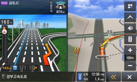 7월 정기업데이트에 반영된 용인서울고속도로 금토JC. ⓒ 현대엠엔소프트