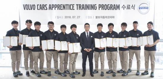 볼보자동차가 지난 27일 '볼보자동차 어프렌티스 프로그램'의 1기 수료생을 성공적으로 배출했다. ⓒ 볼보자동차코리아