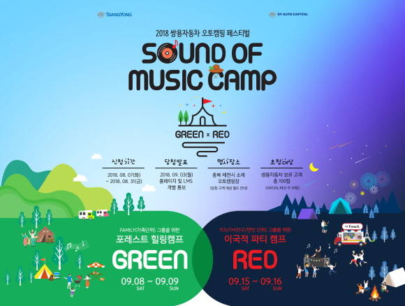 쌍용차가 패밀리 오토캠핑 '사운드오브뮤직'의 참가자를 오는 31일까지 모집한다. ⓒ 쌍용자동차