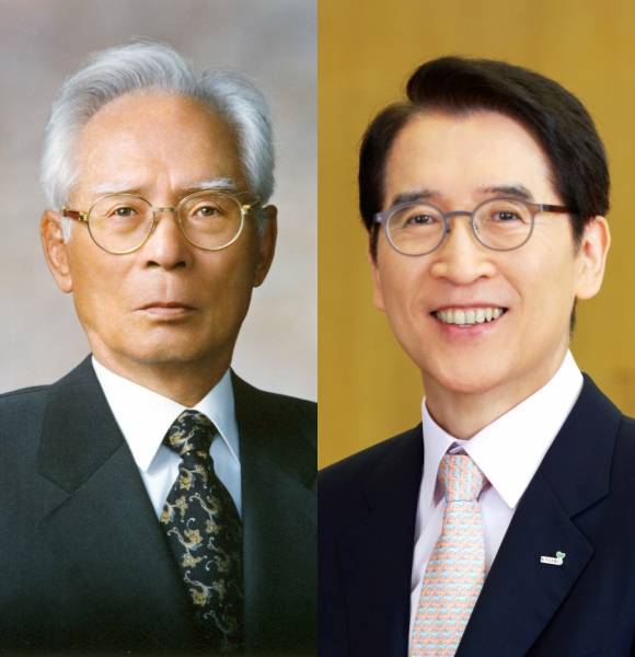 왼쪽부터 신용호 교보생명 창립자, 신창재 교보생명 회장. ⓒ 교보생명