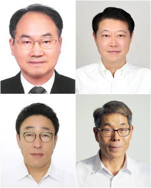 사진 속 왼쪽 위부터 시계방향으로 한국타이어 대전공장장 윤정록 전무, 한국타이어 OE부문장 조현준 전무, 한국타이어 헝가리공장장 황성학 전무, 한국타이어월드와이드 정보전략실장 류세열 전무. ⓒ 한국타이어그룹
