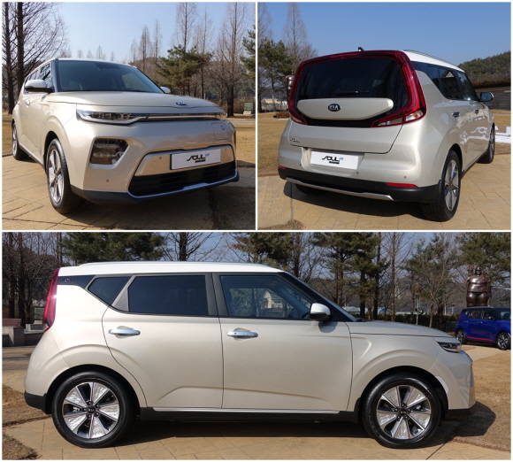 쏘울 부스터 EV는 기본 모델의 단단한 이미지를 유지하면서 전·후면을 정제된 면으로 깔끔하게 처리해 깨끗하고 미래 지향적인 디자인을 선보였다. = 노병우 기자