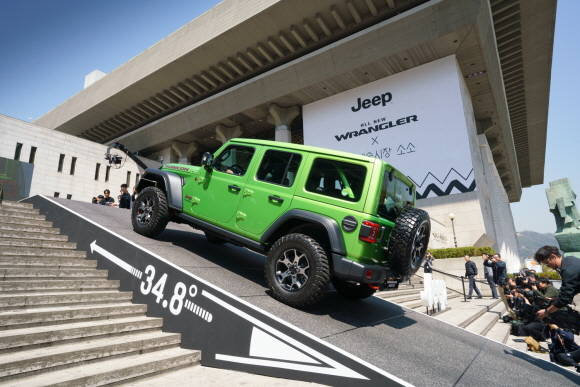 지프 브랜드 최초의 전동식 소프트탑을 탑재한 랭글러 파워탑 4도어 모델. ⓒ FCA 코리아