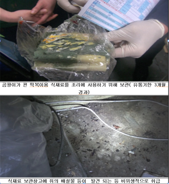 부산시 특별수사를 통해 적발된 요식업소들의 위생상태. ⓒ 부산광역시