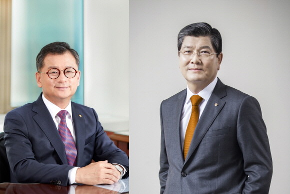 여승주 한화생명 대표이사(좌측)와 차남규 한화생명 부회장(우측) ⓒ 한화생명
