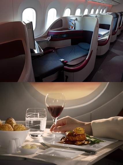 세계 최고 기내 서비스를 제공하는 카타르항공 비즈니스 클래스. ⓒ 보물섬투어