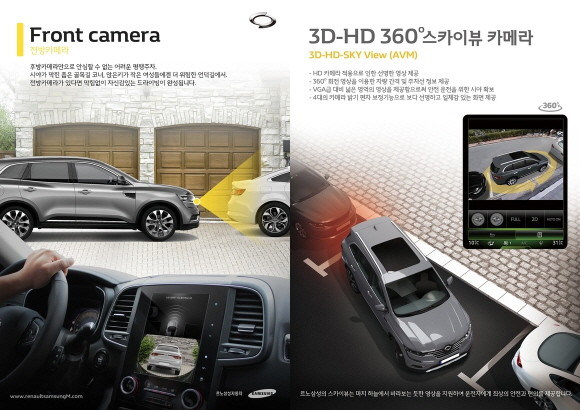 (좌측) HD 전방 카메라, (우측)고화질 모니터링 시스템 3D-HD 360 스카이뷰 카메라 . ⓒ 르노삼성자동차