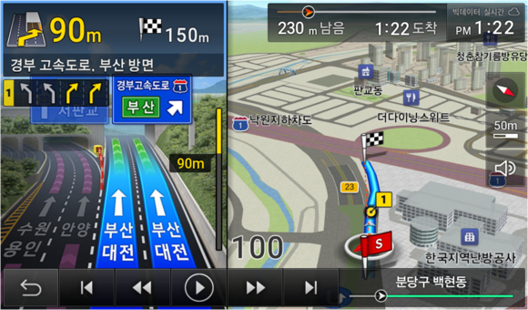 주행안내선 및 표지판 정보가 반영된 아틀란 상세 모식도. ⓒ 맵퍼스