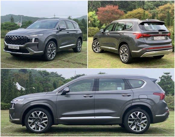 현대차는 기존 싼타페의 세련된 디자인에 브랜드 디자인 정체성 센슈어스 스포티니스를 적용해 한층 고급스럽고 강인한 더 뉴 싼타페의 디자인을 완성했다. = 노병우 기자