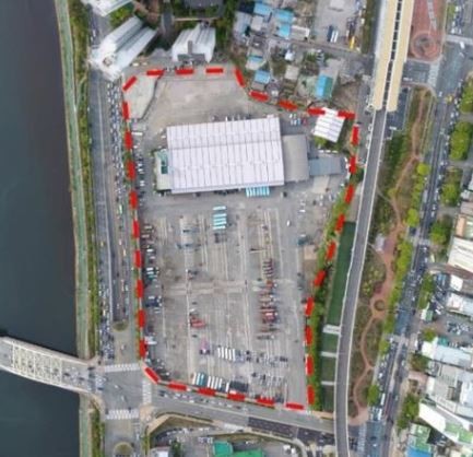 난개발과 개발이익환수 문제로 논란이 되고 있는 부산 해운대구 재송동에 위치한 한진CY부지 전경. ⓒ 부산시