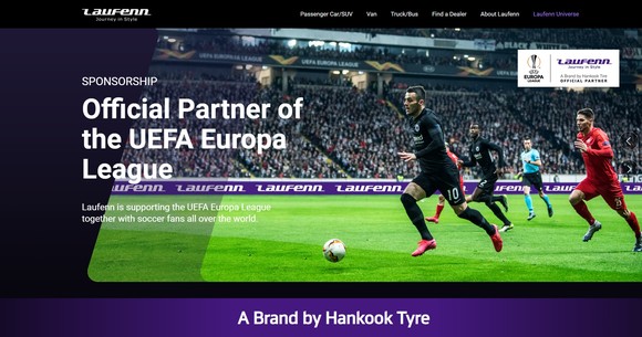 한국타이어가 라우펜의 전 세계 웹사이트 메인페이지를 동시 개편했다. ⓒ 한국타이어