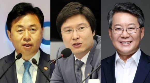 김영춘 국회 사무총장, 김해영 전 의원, 변성완 부산시장 직무대행(좌측부터). ⓒ 연합뉴스