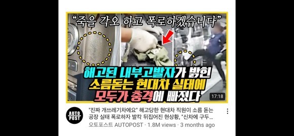 현대차가 지적한 영상의 썸네일. ⓒ 오토포스트 유튜브 채널 캡처