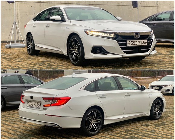 뉴 어코드 하이브리드는 강렬하고 다이내믹한 어코드의 디자인을 이어가면서도 하이브리드 전용 패키지를 적용해 하이브리드만의 차별화된 가치를 실현했다. = 노병우 기자