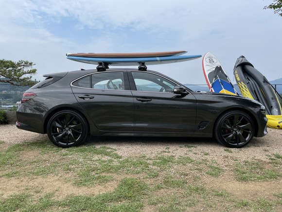 쿠페와 같은 날렵한 비율을 갖춘 G70 슈팅 브레이크. = 노병우 기자