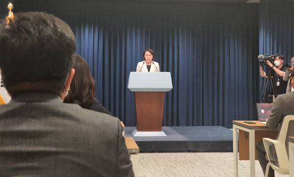 대통령실 지인 '사적 채용'과 관련해 강인선 대변인은 서면 브리핑을 통해 사실 무근이라고 밝혔다. = 김경태 기자