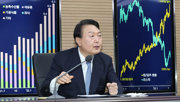윤 대통령은 최근 국내외 경제여건이 엄중한 상황임을 감안해 '제2차 거시금융상황점검회의'를 주재했다. ⓒ 연합뉴스