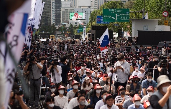 금융노조에 따르면 이날 총파업 결의대회에 참가한 조합원은 약 3만명이다. = 장민태 기자
