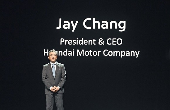 장재훈 사장이 조지아 지역주민들이 참여한 기공식 2부 행사에서 연설을 하고 있다. ⓒ 현대자동차그룹