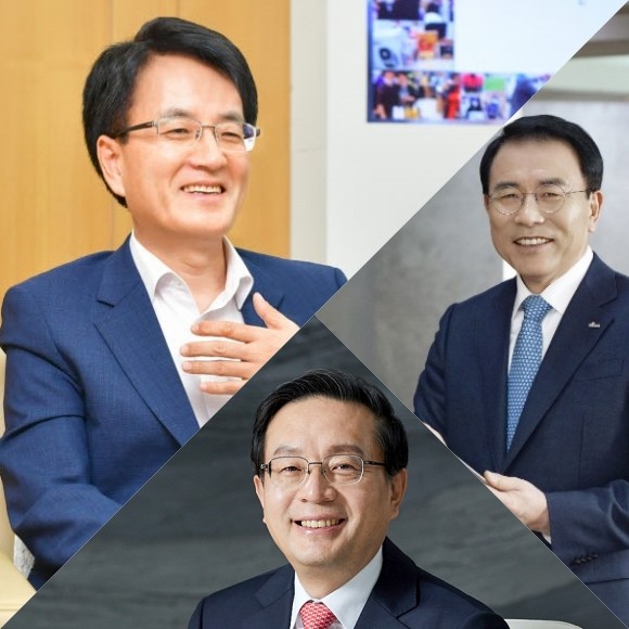 (왼쪽부터 시계방향으로) 손병환 농협금융 회장, 조용병 신한금융 회장, 손태승 우리금융 회장 ⓒ 각 사