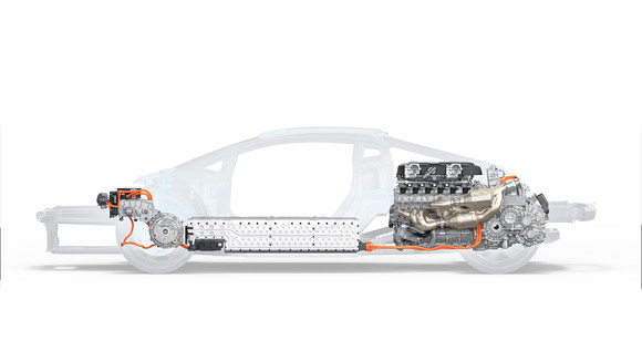 LB744 파워트레인 배치. ⓒ 오토모빌리 람보르기니