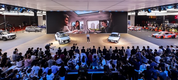 2023 상하이 모터쇼 프레스 컨퍼런스가 진행되고 있는 현대차관 전경. ⓒ 현대자동차