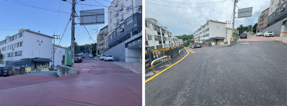 사우동 일대 공사 전(좌측) 후(오른쪽). ⓒ 김포시