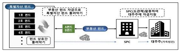 금감원이 발표한 대주주 필요에 따라 펀드자금을 유용한 B운용사의 사례. ⓒ 금융감독원