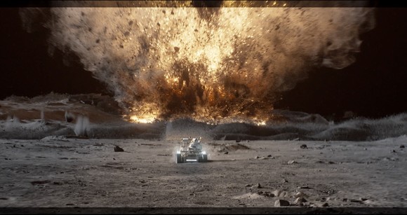 최종 VFX 기술을 적용한 영화 속 유성우 충돌 폭발 장면. 대형 유성우의 폭파로 인한 충격파는 땅이 요동치고 파장이 몰려오는 효과로 표현됐다. 이는 극중에서 선우(배우 도경수)의 위기를 고조시키는 중요한 액션포인트가 된다. ⓒ 덱스터
