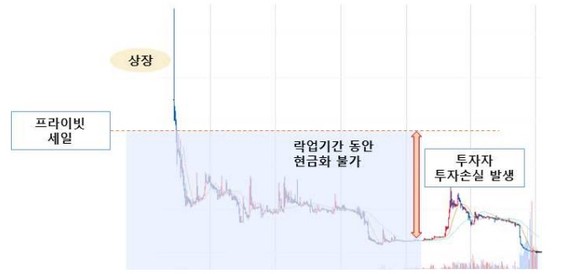 프라이빗 세일물량 매수 후 투자손실 발생 사례. ⓒ 금융감독원