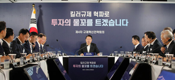 정부는 그동안 관계부처, 경제단체 등과 함께 기업의 투자를 저해하는 현장규제 혁파를 위한 '킬러규제 혁신 TF'를 구성해 지난 7월14일 킬러규제 Top-15을 발굴·선정하고, 개선방안을 논의·검토해 왔으며, 오늘 회의에서는 그 중 방안이 확정된 6개를 우선 논의했다,
