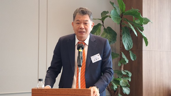안병두 신성에스티 대표이사가 4일 열린 IPO 기자간담회에서 인사말을 하고 있는 모습. = 박기훈 기자